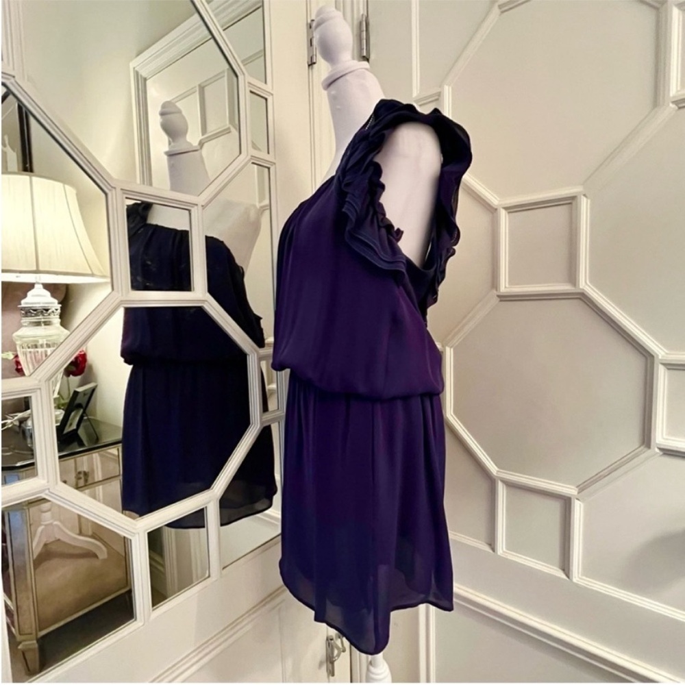 DSQUARED2 100% Silk One Shoulder Ruffled Mini Dress Size 8 Italian MSRP $1,230 - Picture 6 of 12